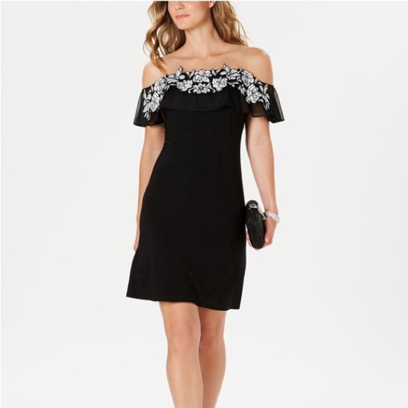 MSK Dresses & Skirts - Floral Beaded Shift Dress Black | MSK